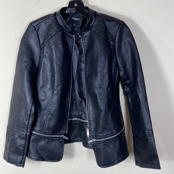 LIVERPOOL LOS ANGELES Convertible Faux-leather Moto Jacket In Black, Size XS - Picture 2 of 5